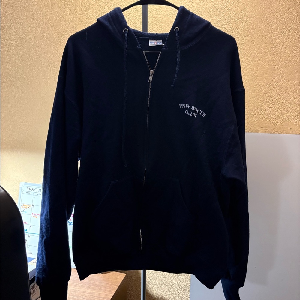 Jerzees Navy NuBlend Zip Hoodie with Silver Zipper